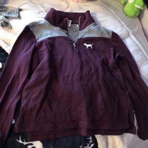 VS Pink Maroon half zip sweatshirt